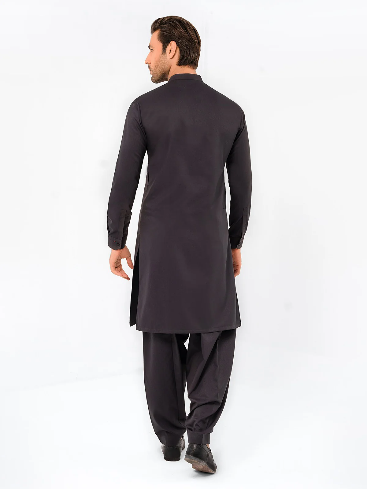 Men's Charcoal Shalwar Kameez - EMTKS23-41069 - Image 5