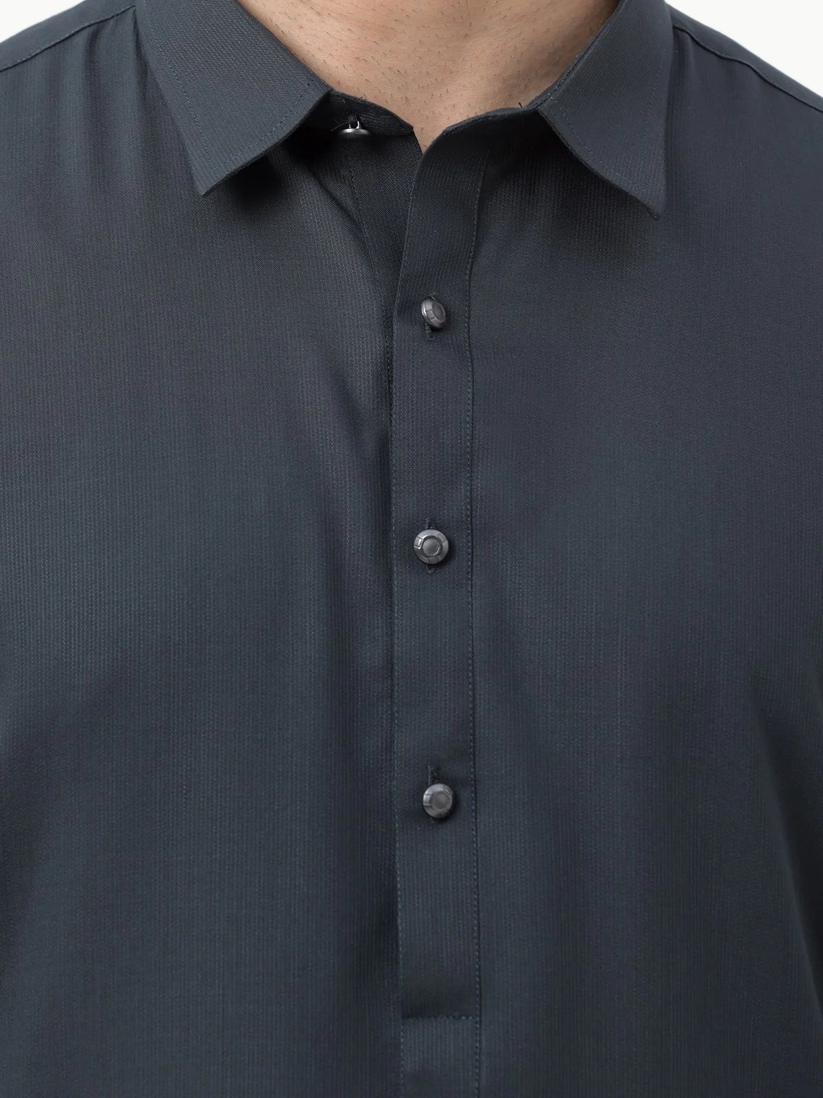 Men's Charcoal Shalwar Kameez Plain - EMTKSP23-41000 - Image 3