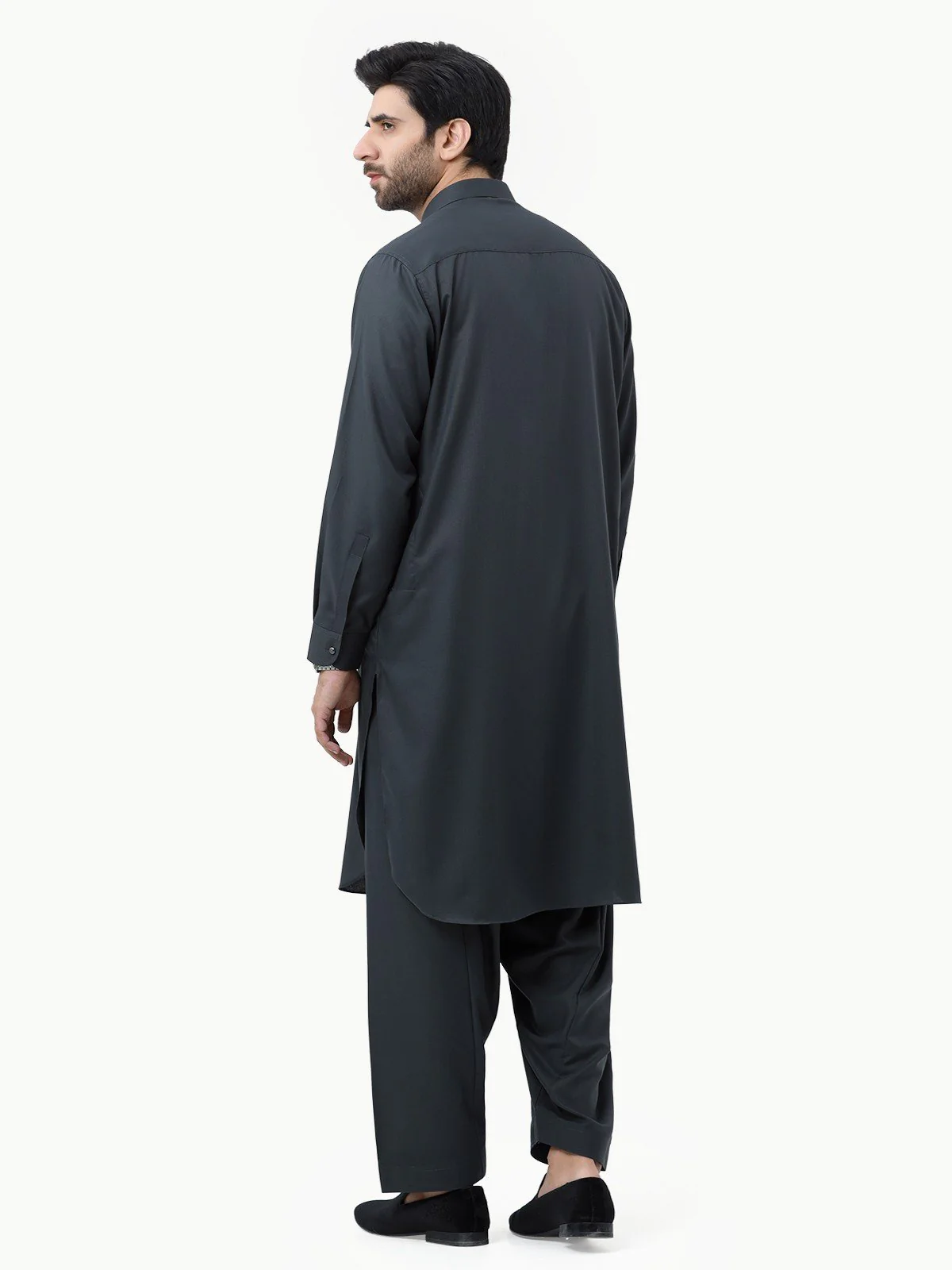 Men's Charcoal Shalwar Kameez Plain - EMTKSP23-41000 - Image 5