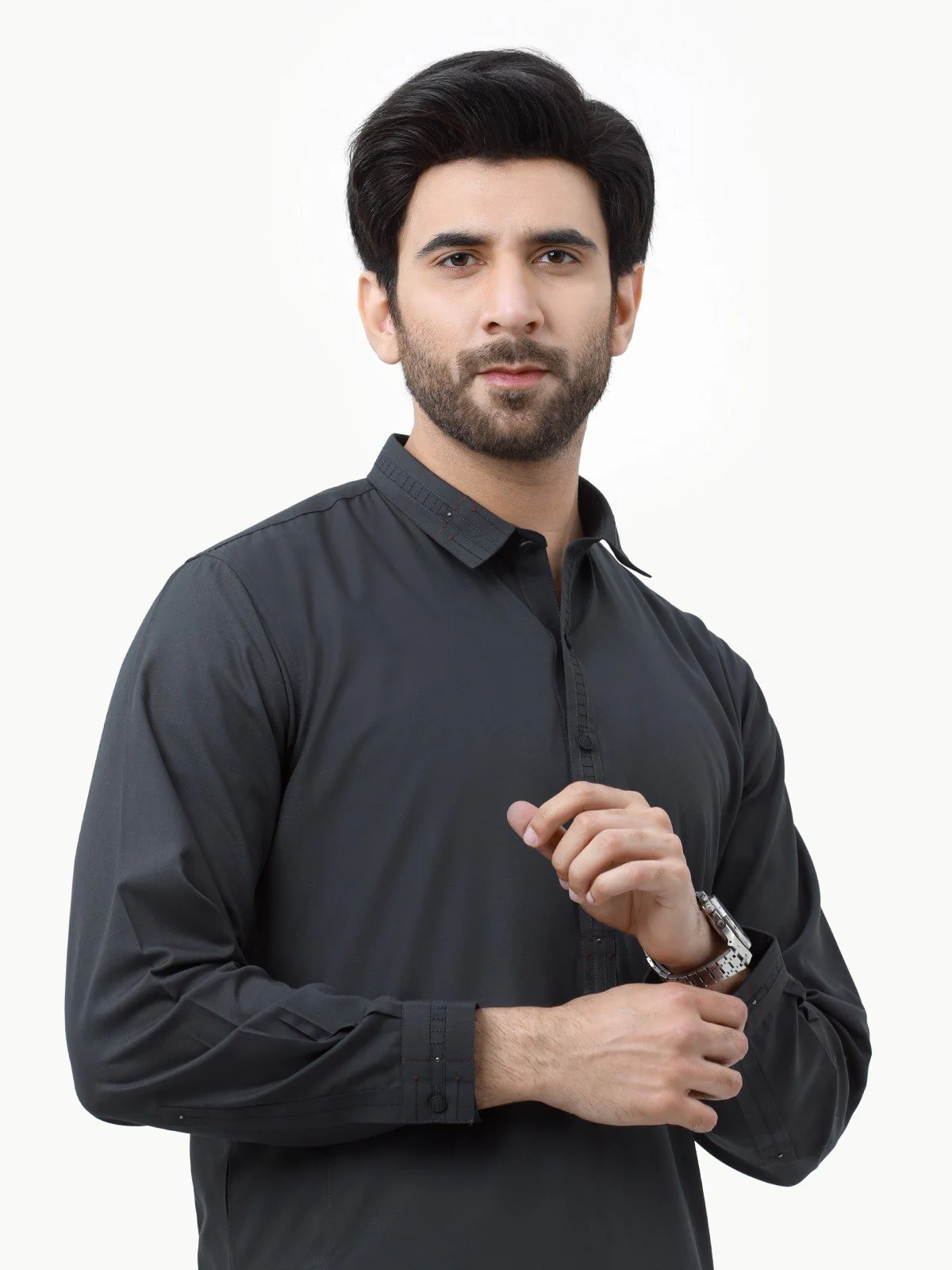 Men's Charcoal Shalwar Kameez - EMTSW23-99297 - Image 2