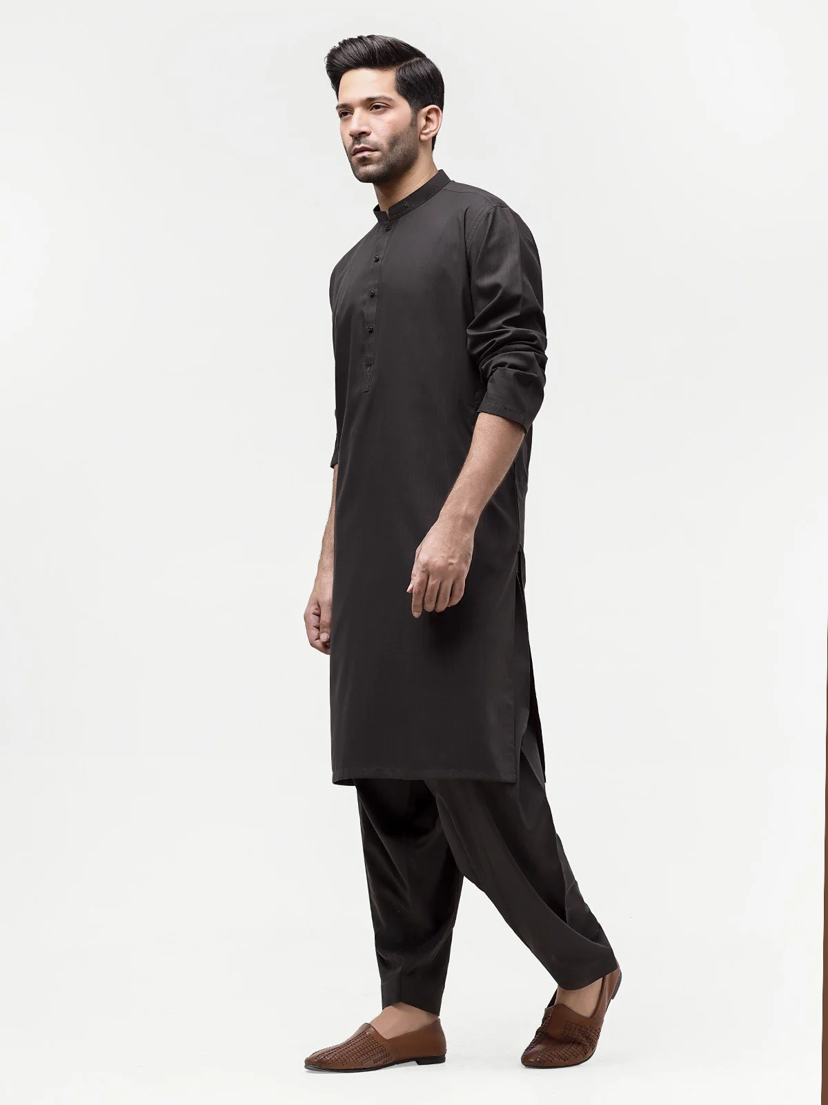 Men's Charcoal Shalwar Kameez - EMTSW23-99336 - Image 3