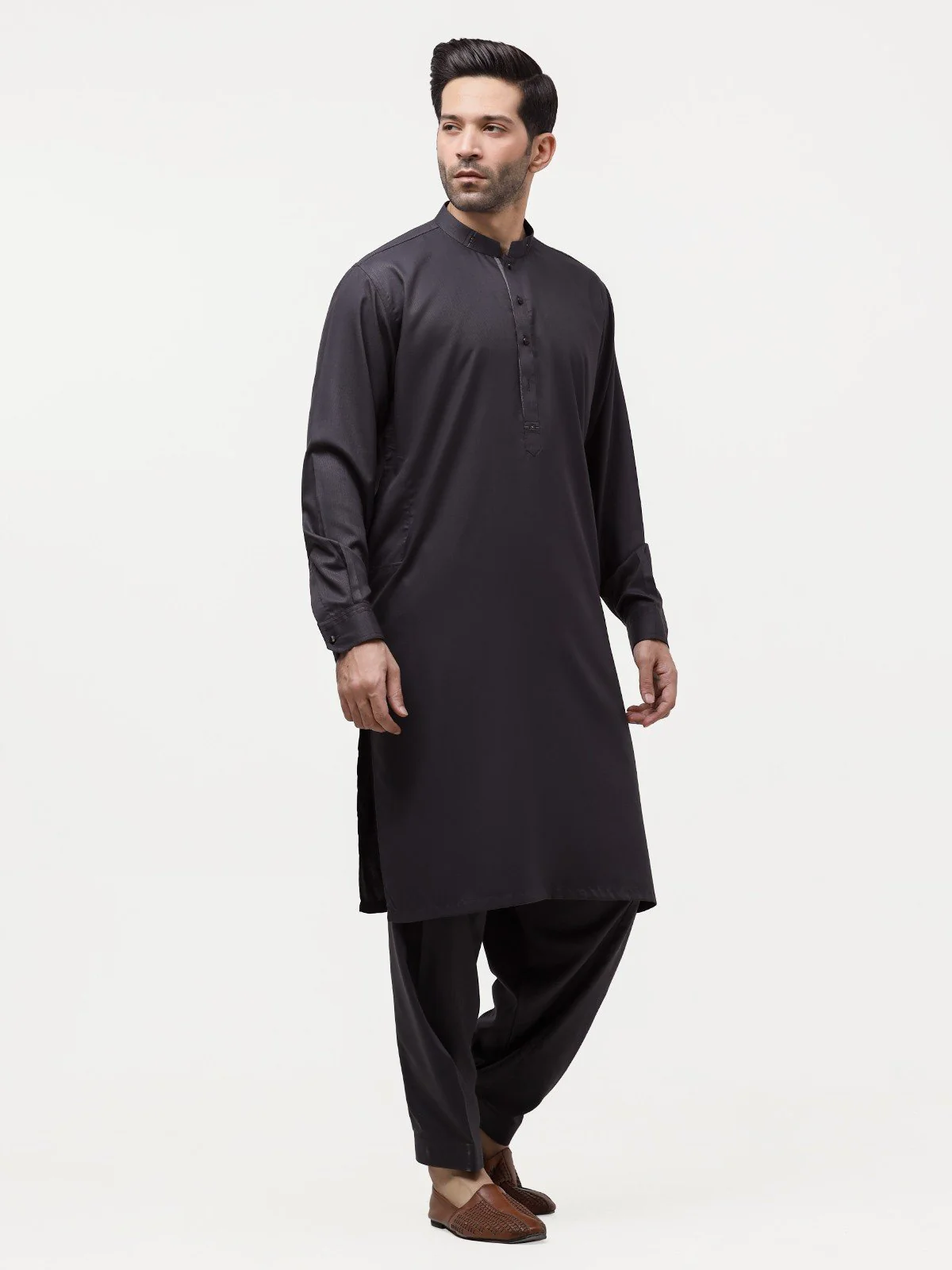 Men's Charcoal Shalwar Kameez - EMTSW23-99342 - Image 3