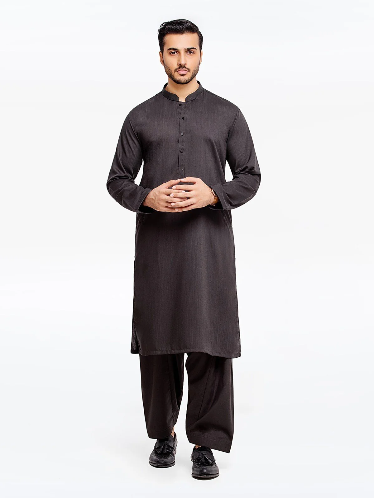 Men's Charcoal Shalwar Kameez - EMTSW23-99354 - Image 4
