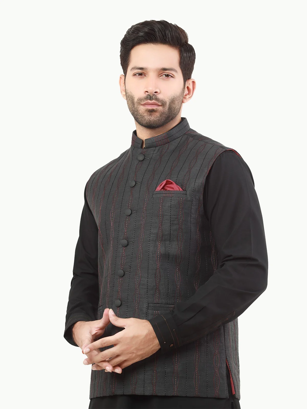 Men's Charcoal Waist Coat Ceremonial - EMTWCC22-146