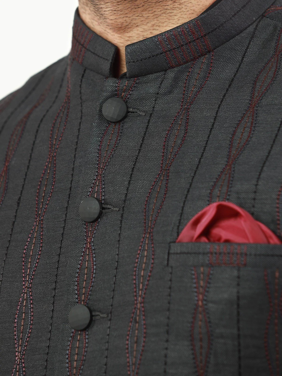 Men's Charcoal Waist Coat Ceremonial - EMTWCC22-146 - Image 2