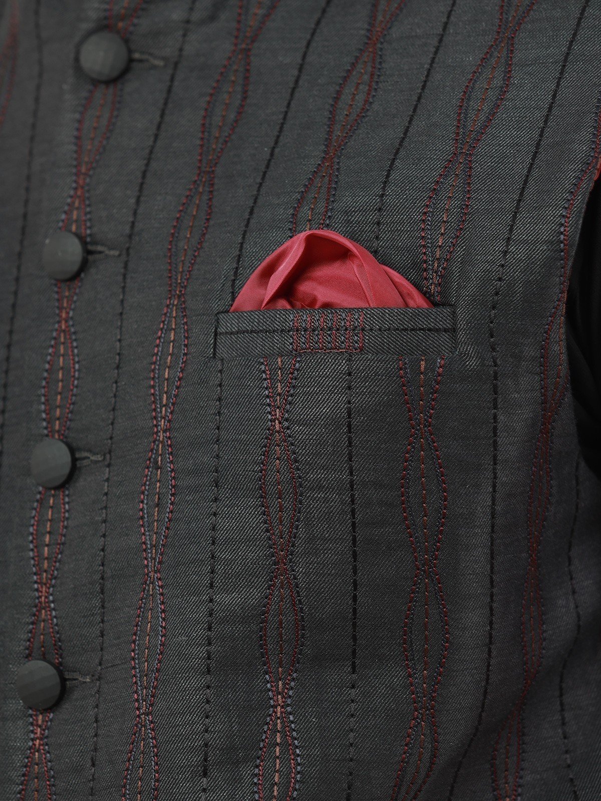 Men's Charcoal Waist Coat Ceremonial - EMTWCC22-146 - Image 3