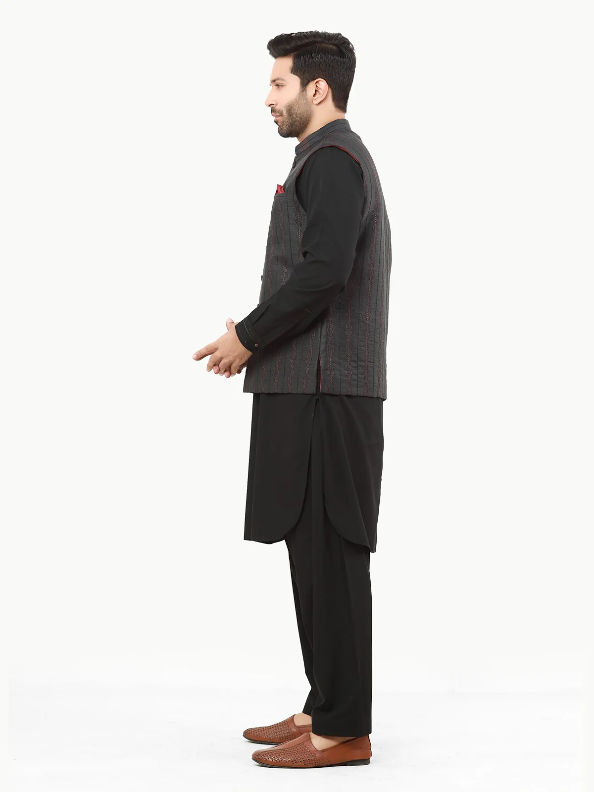 Men's Charcoal Waist Coat Ceremonial - EMTWCC22-146 - Image 4