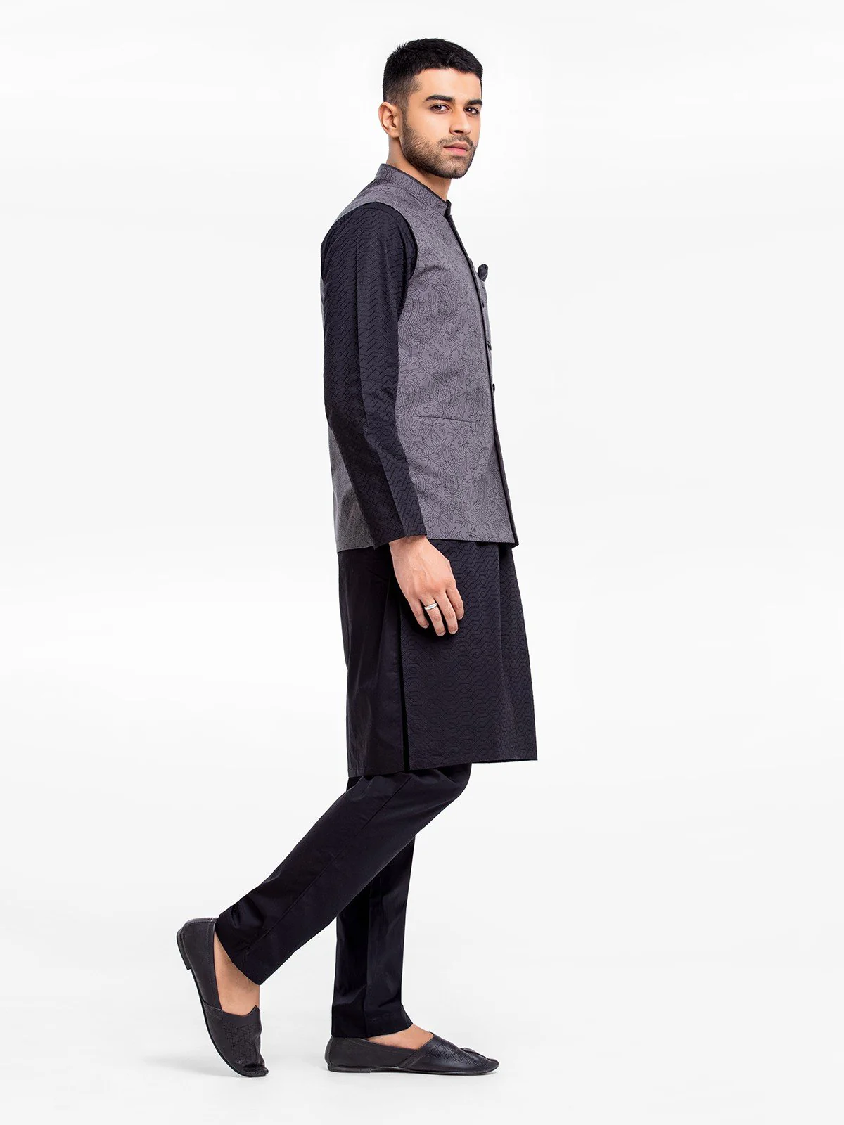 Men's Charcoal Waist Coat - EMTWC23-35837 - Image 3