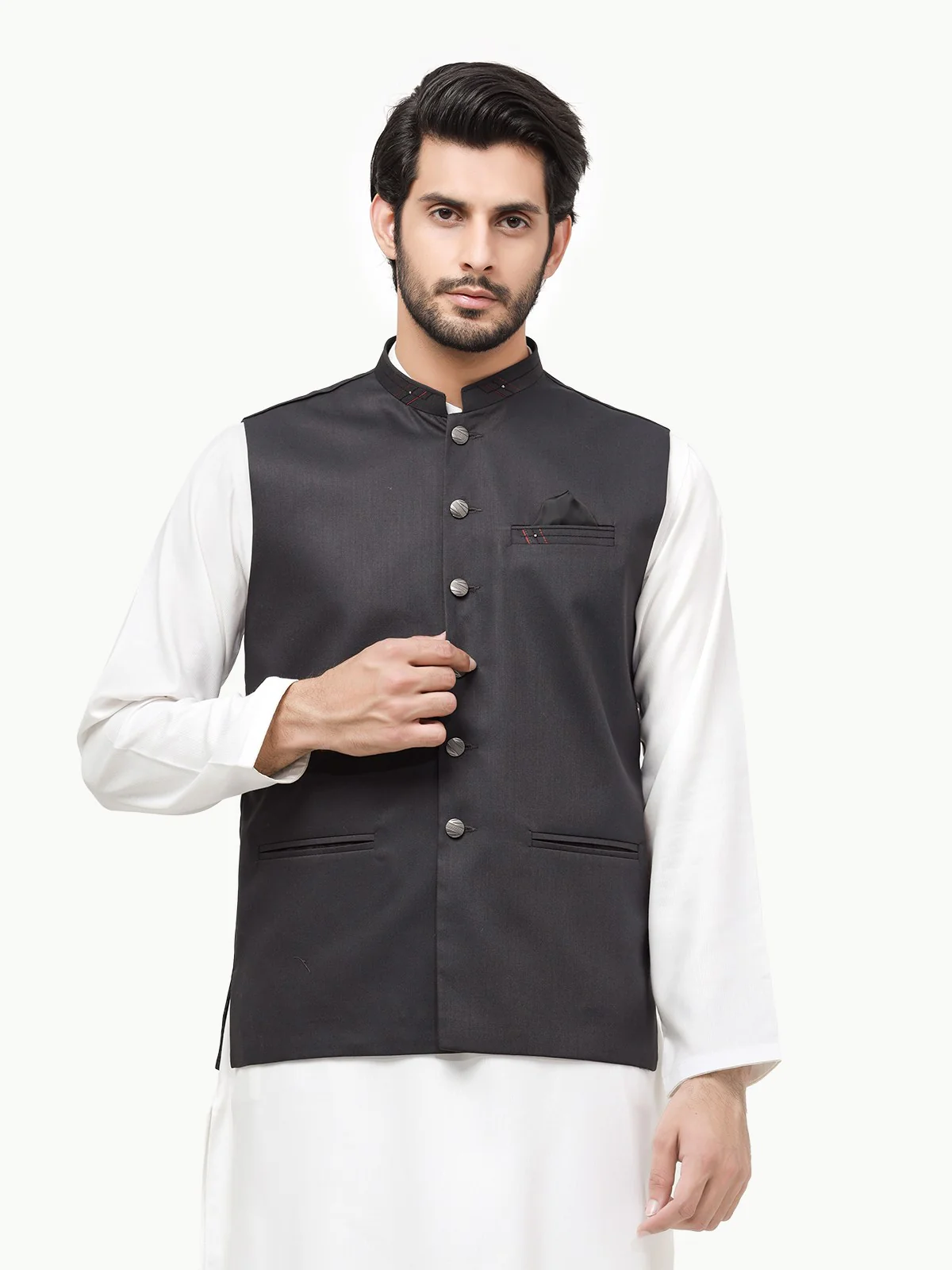 Men's Charcoal Waist Coat - EMTWC23-35852 - Image 2