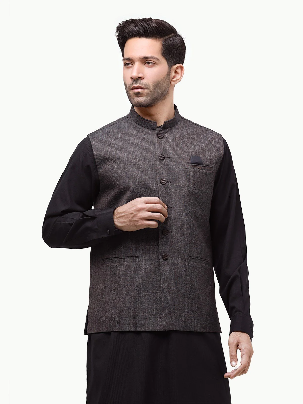 Men's Charcoal Waist Coat - EMTWC23-35859 - Image 2