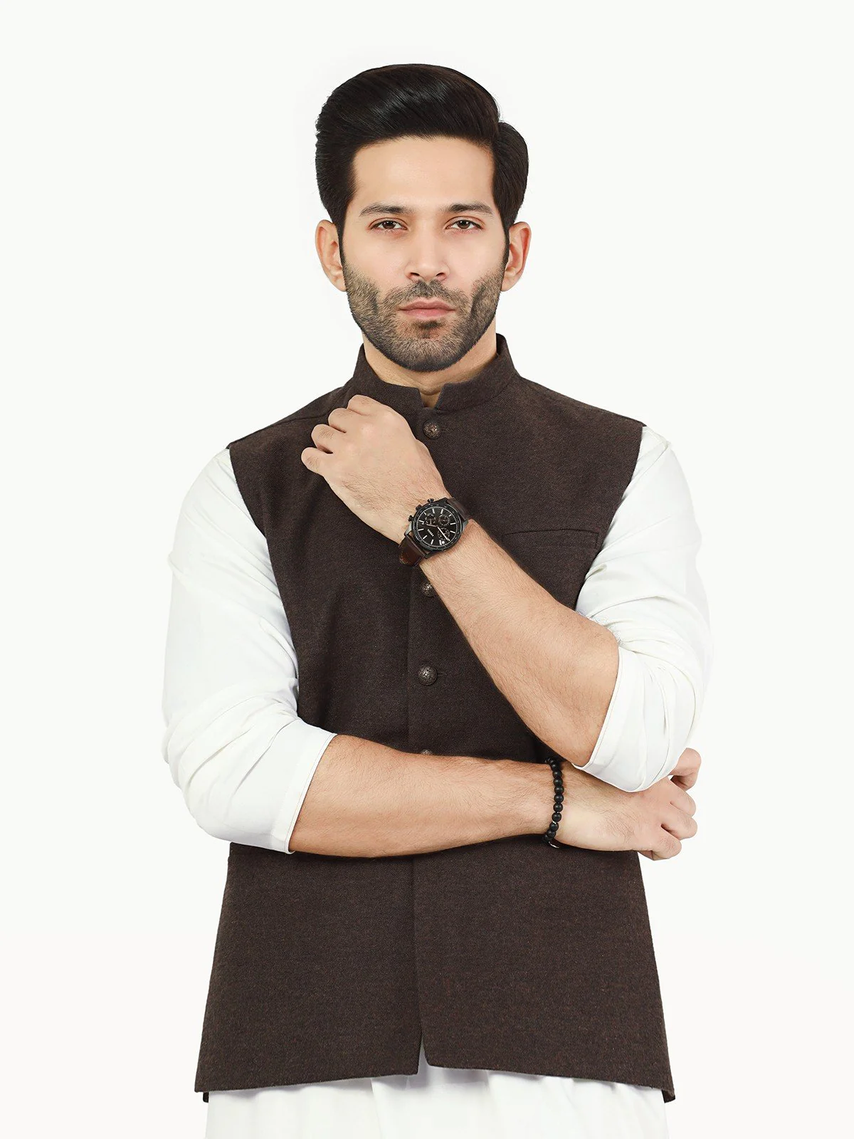 Men's Chocolate Brown Waist Coat - EMTWC22-35823 - Image 3