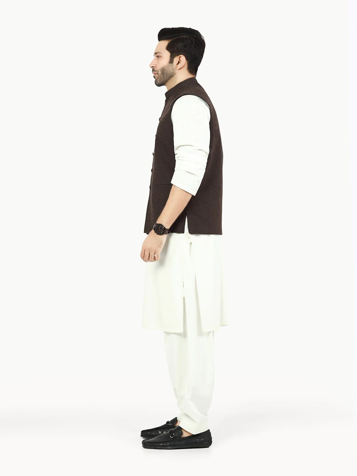 Men's Chocolate Brown Waist Coat - EMTWC22-35823 - Image 5