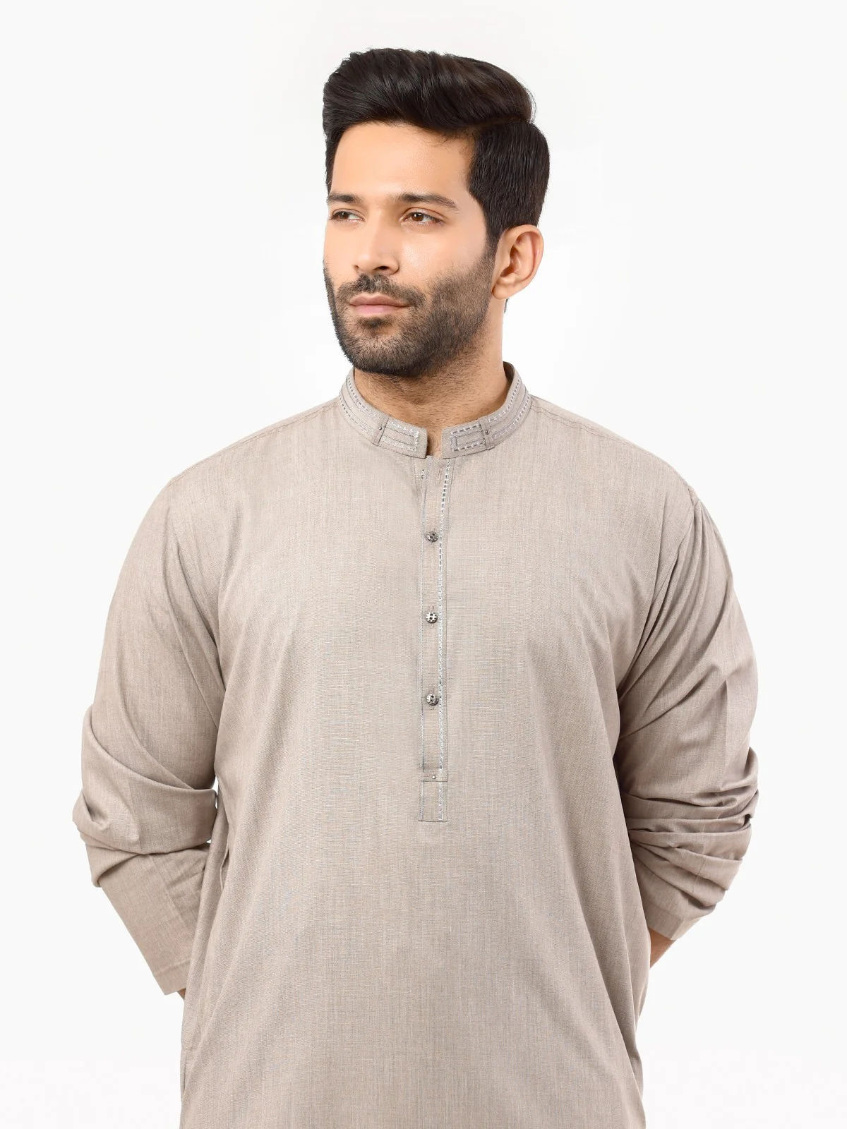 Men's Coffee Shalwar Kameez - EMTKS22S-40973 - Image 2