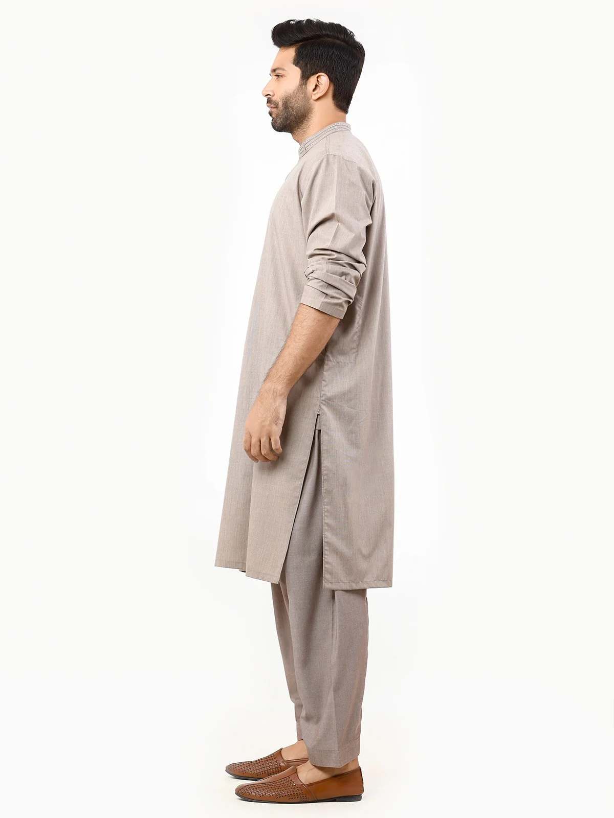 Men's Coffee Shalwar Kameez - EMTKS22S-40973 - Image 3