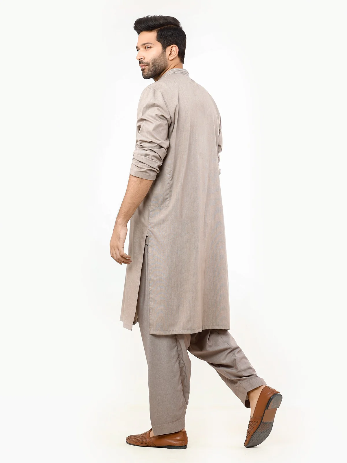 Men's Coffee Shalwar Kameez - EMTKS22S-40973 - Image 5