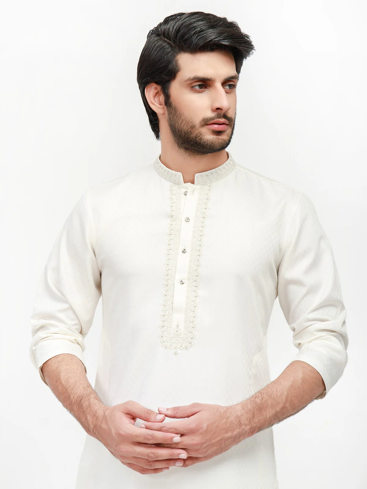 Men's Cream Kurta Ceremonial - EMTKC21-069 - Image 2