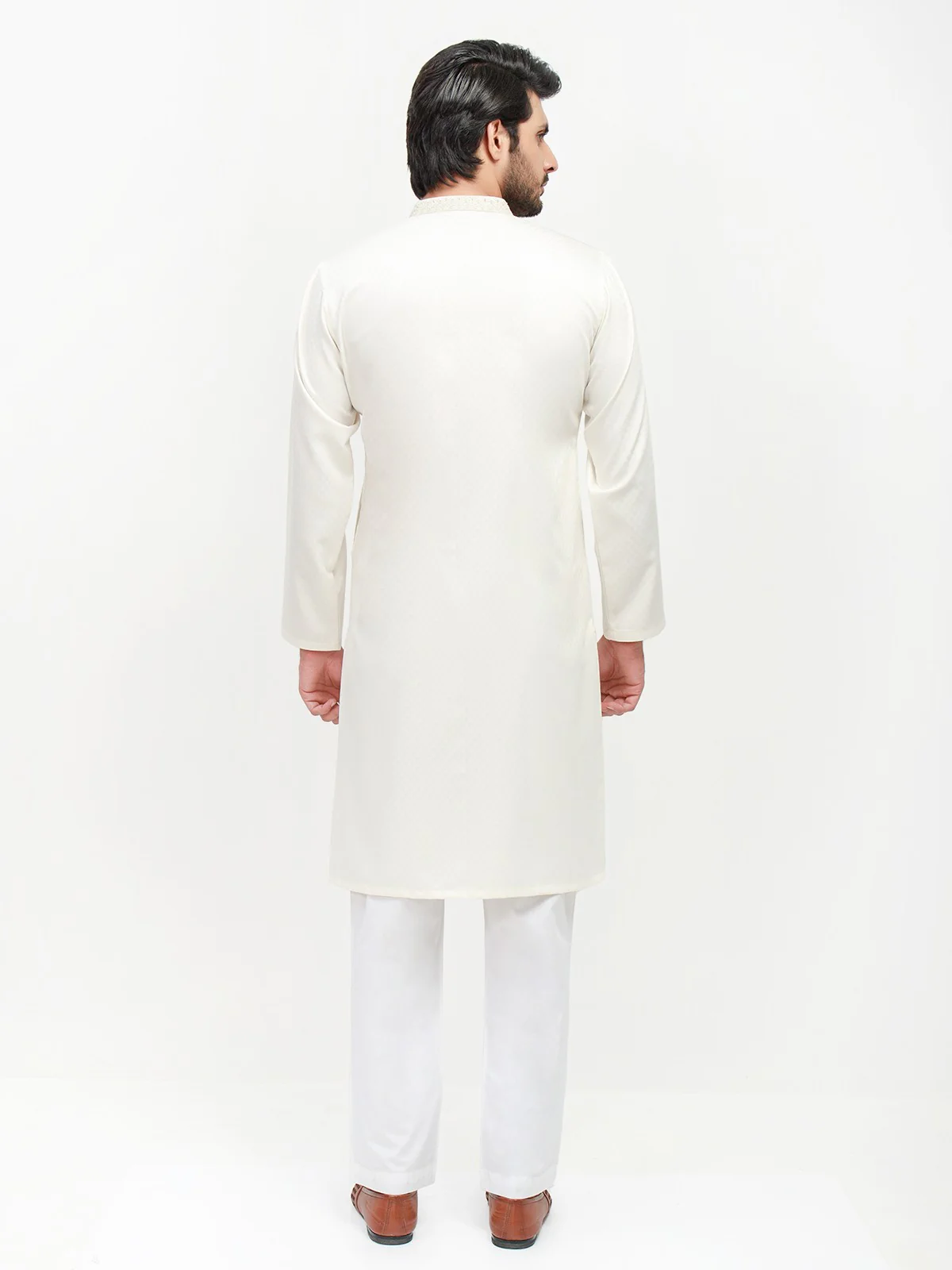 Men's Cream Kurta Ceremonial - EMTKC21-069 - Image 4
