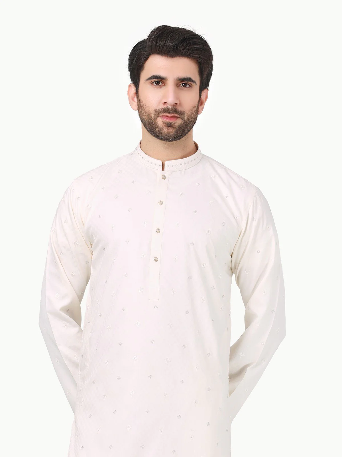 Men's Cream Kurta Ceremonial - EMTKC22S-067 - Image 2