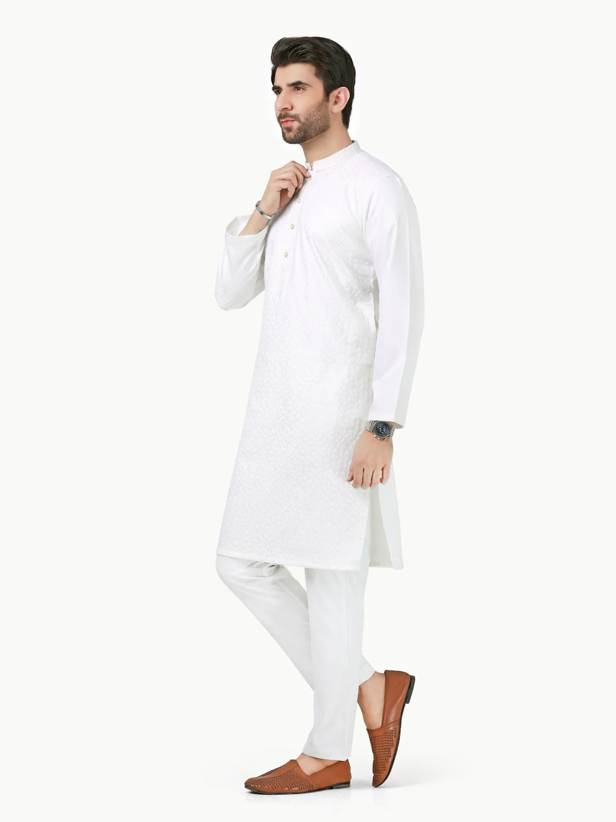 Men's Cream Kurta Ceremonial - EMTKC22S-068 - Image 3