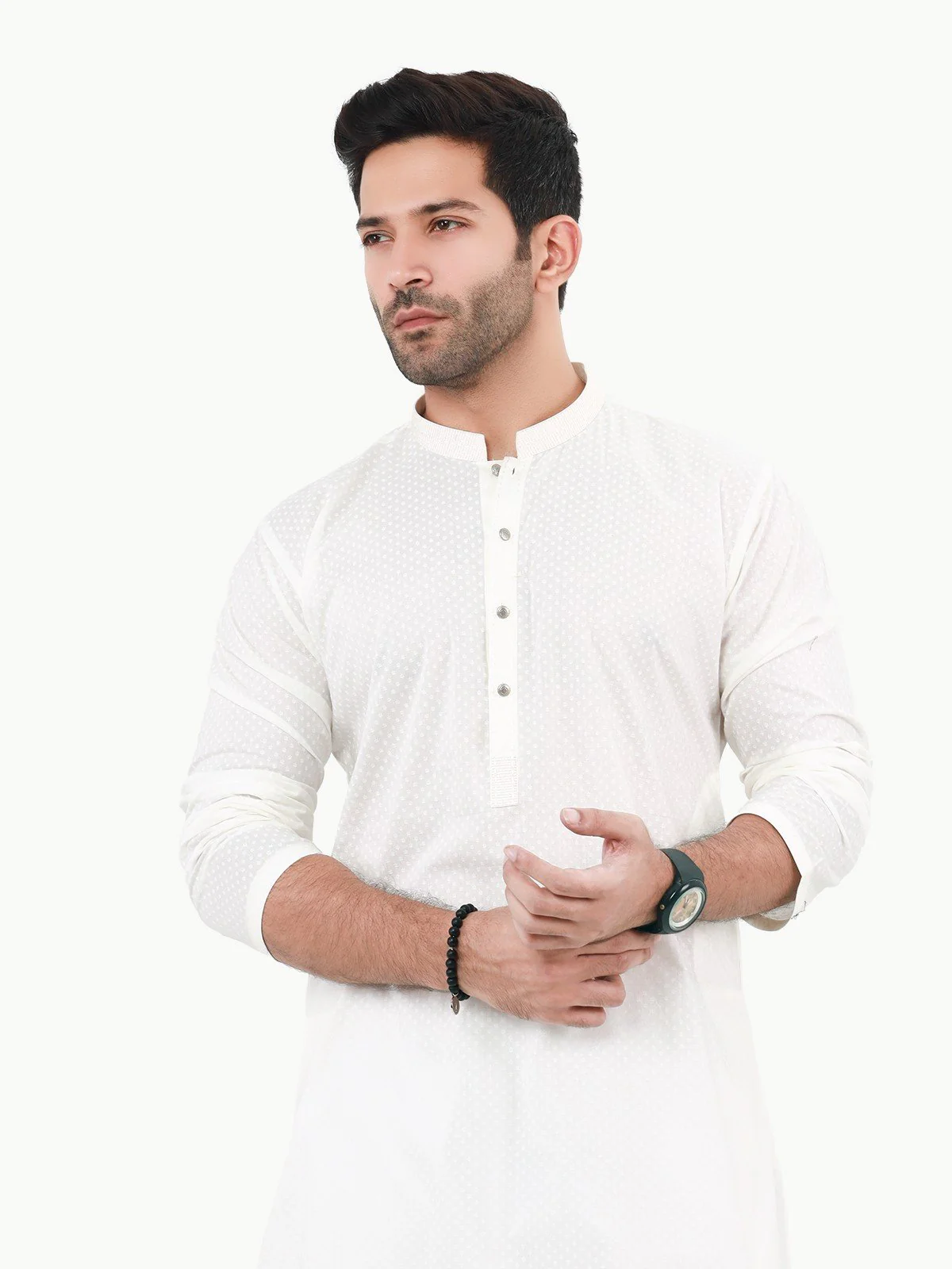 Men's Cream Kurta - EMTK22S-99226 - Image 2