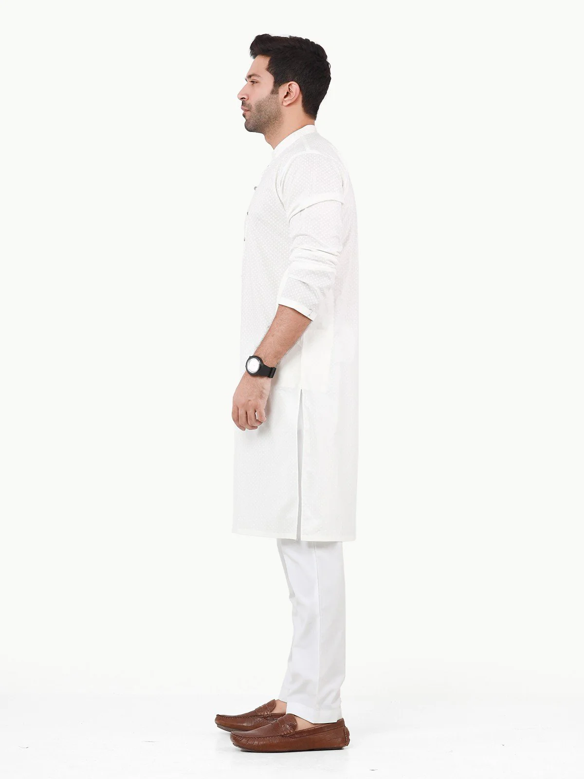 Men's Cream Kurta - EMTK22S-99226 - Image 3