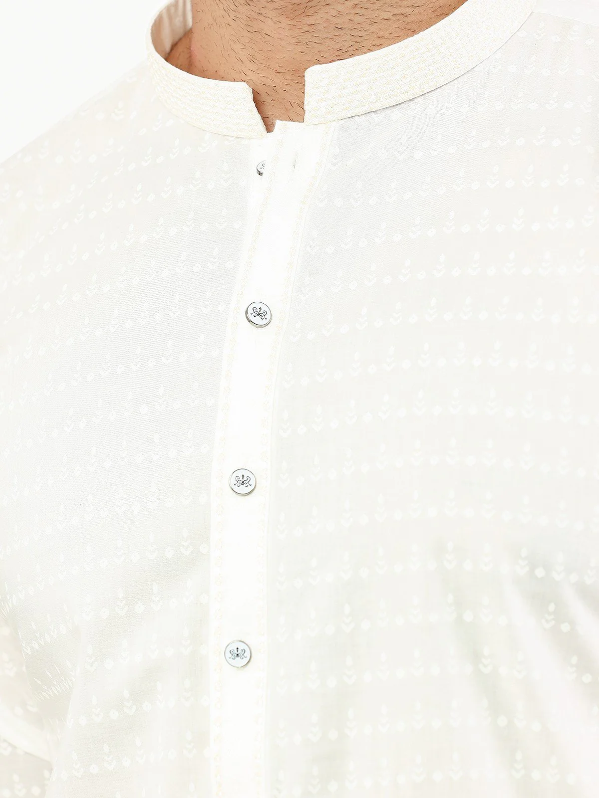 Men's Cream Kurta - EMTK22S-99228 - Image 3