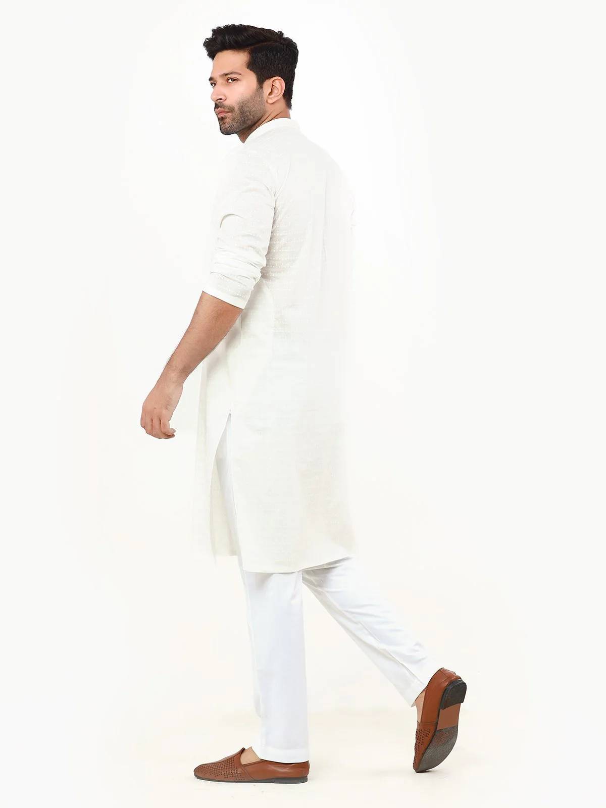 Men's Cream Kurta - EMTK22S-99228 - Image 4