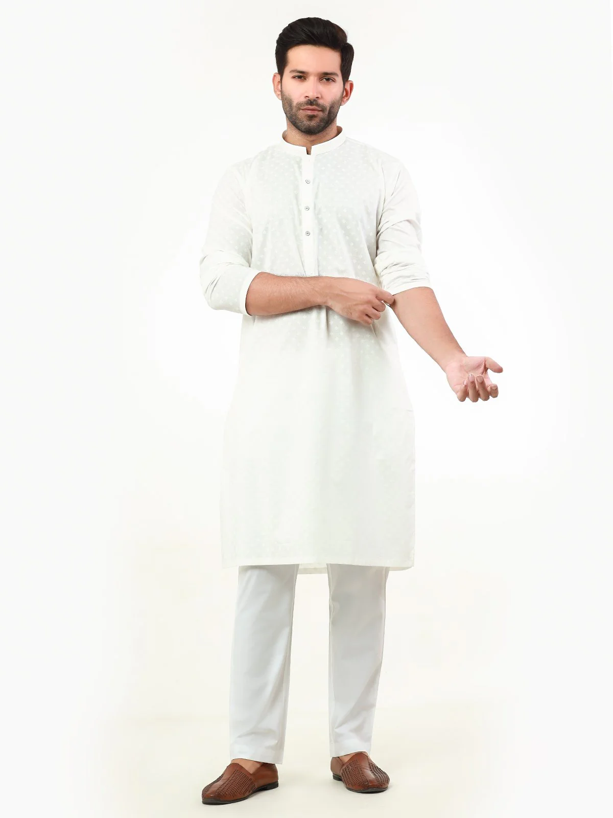 Men's Cream Kurta - EMTK22S-99229