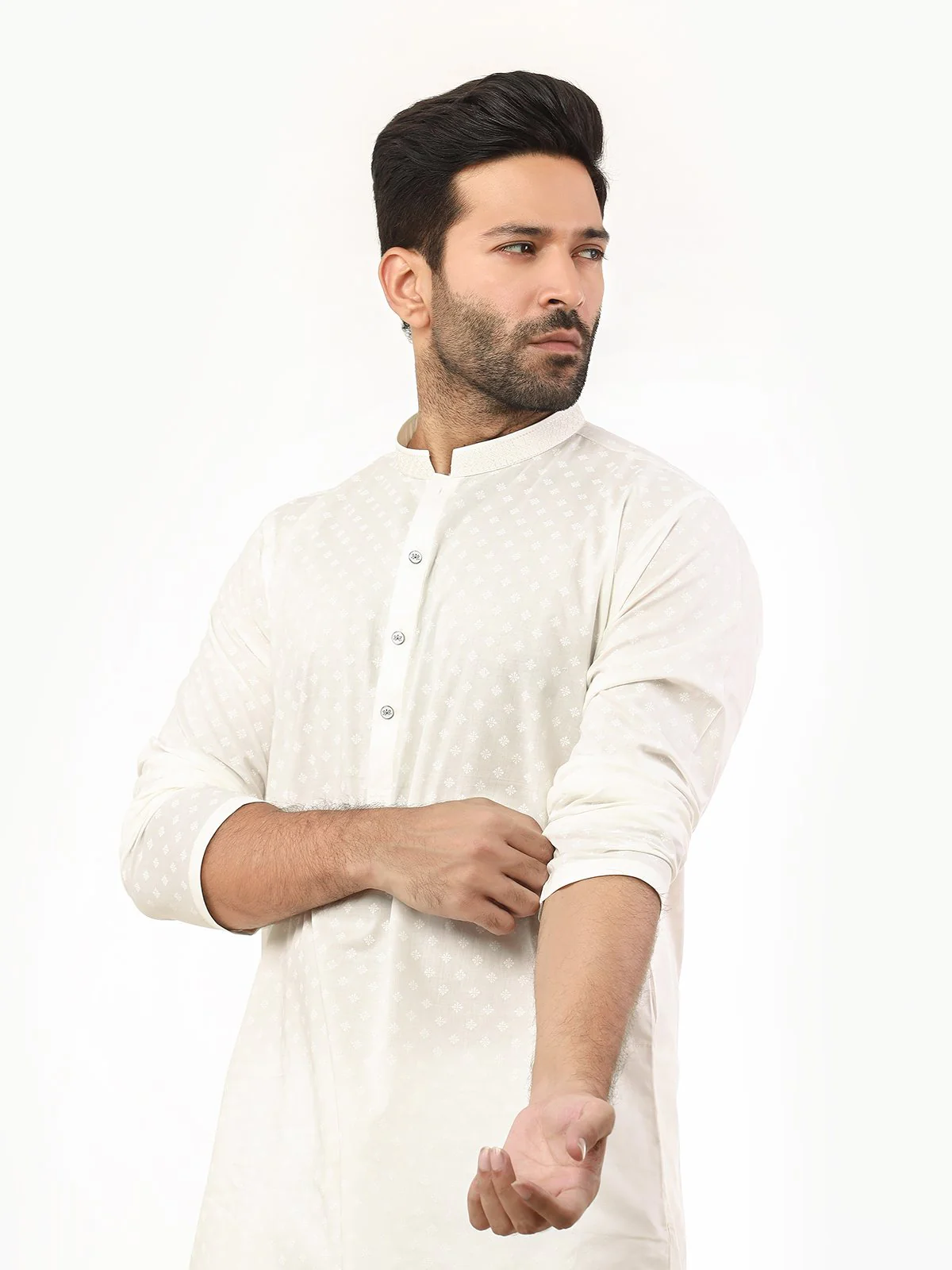 Men's Cream Kurta - EMTK22S-99229 - Image 2