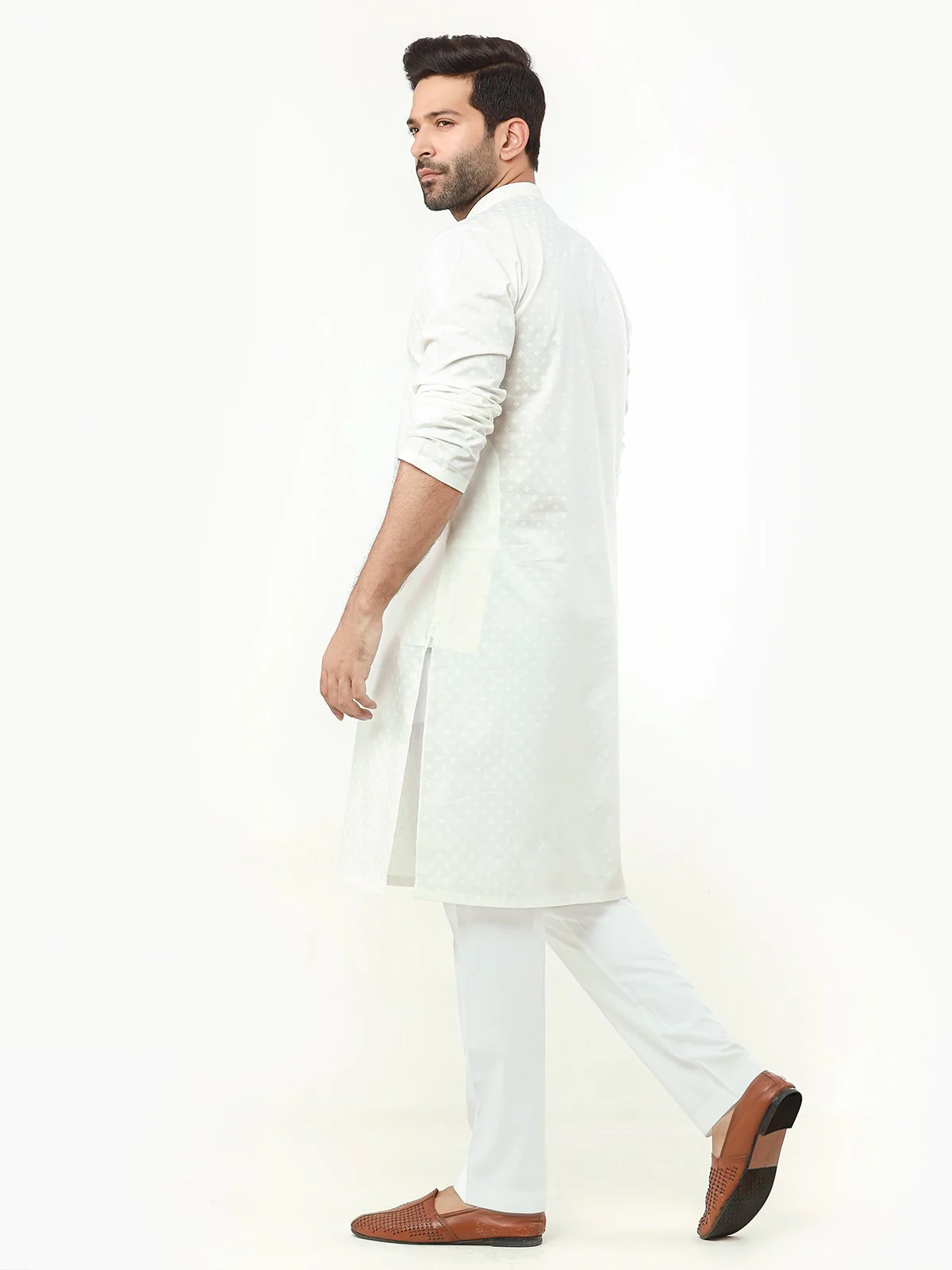Men's Cream Kurta - EMTK22S-99229 - Image 4