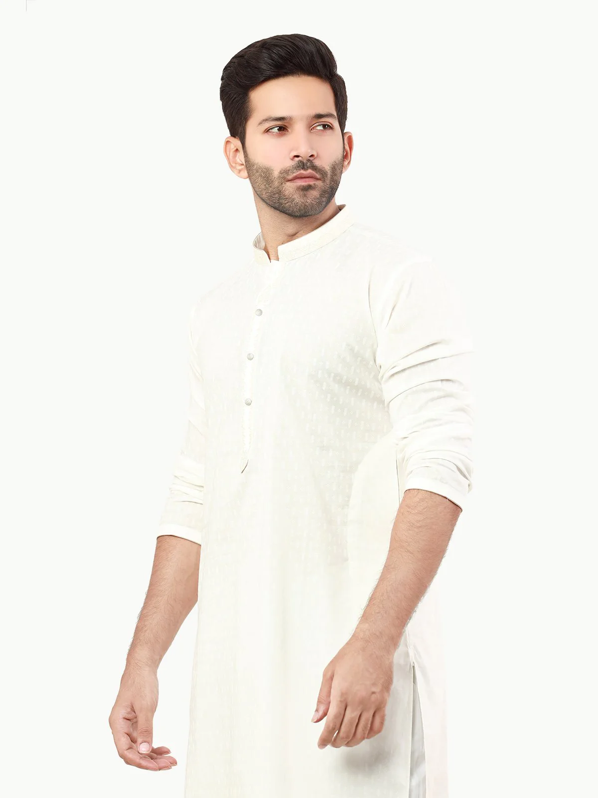 Men's Cream Kurta - EMTK22S-99234 - Image 2