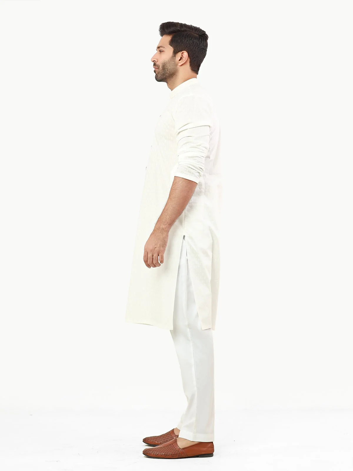 Men's Cream Kurta - EMTK22S-99234 - Image 4