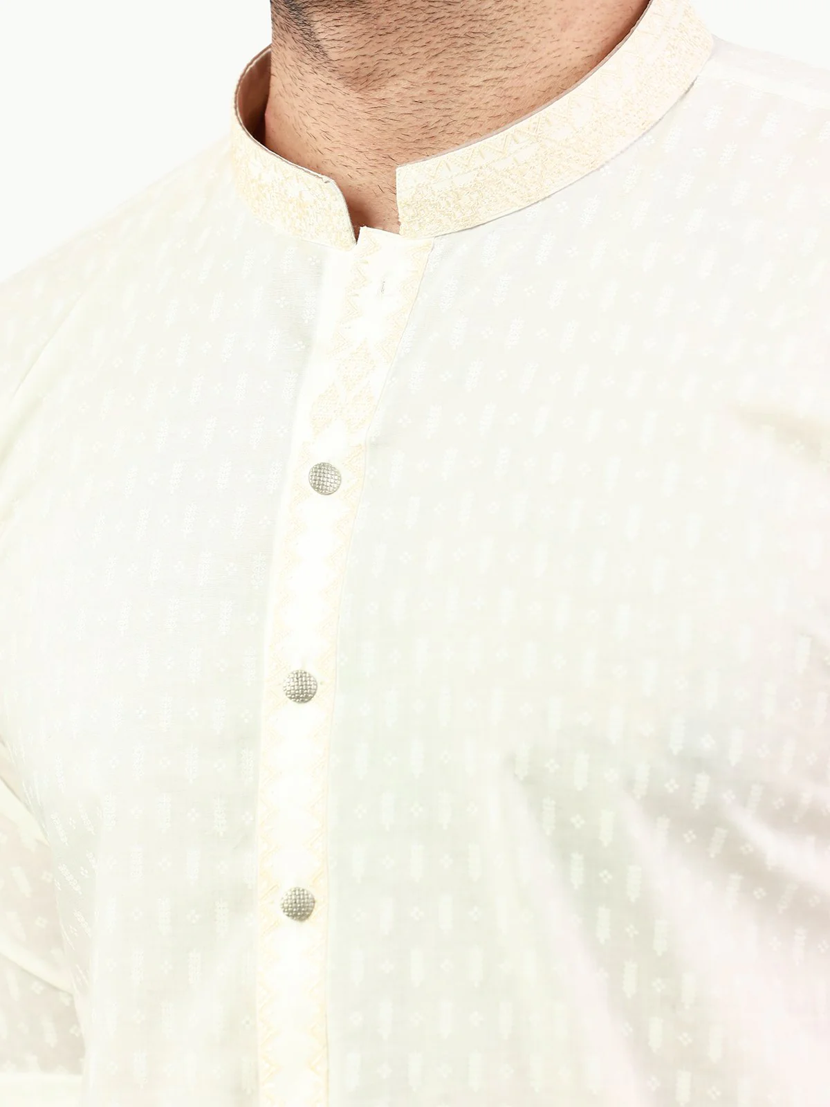 Men's Cream Kurta - EMTK22S-99234 - Image 5