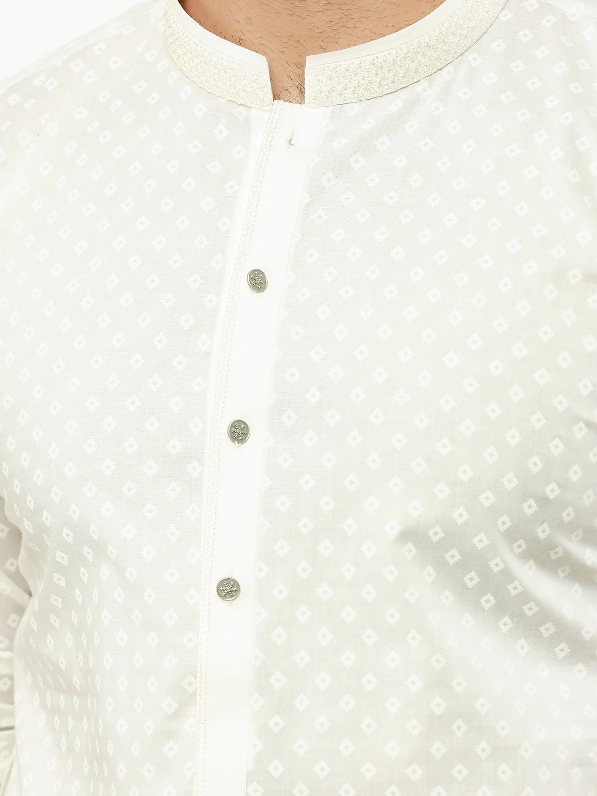 Men's Cream Kurta - EMTK22S-99235 - Image 3