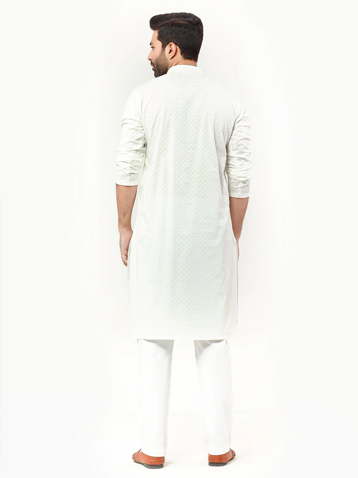 Men's Cream Kurta - EMTK22S-99235 - Image 4