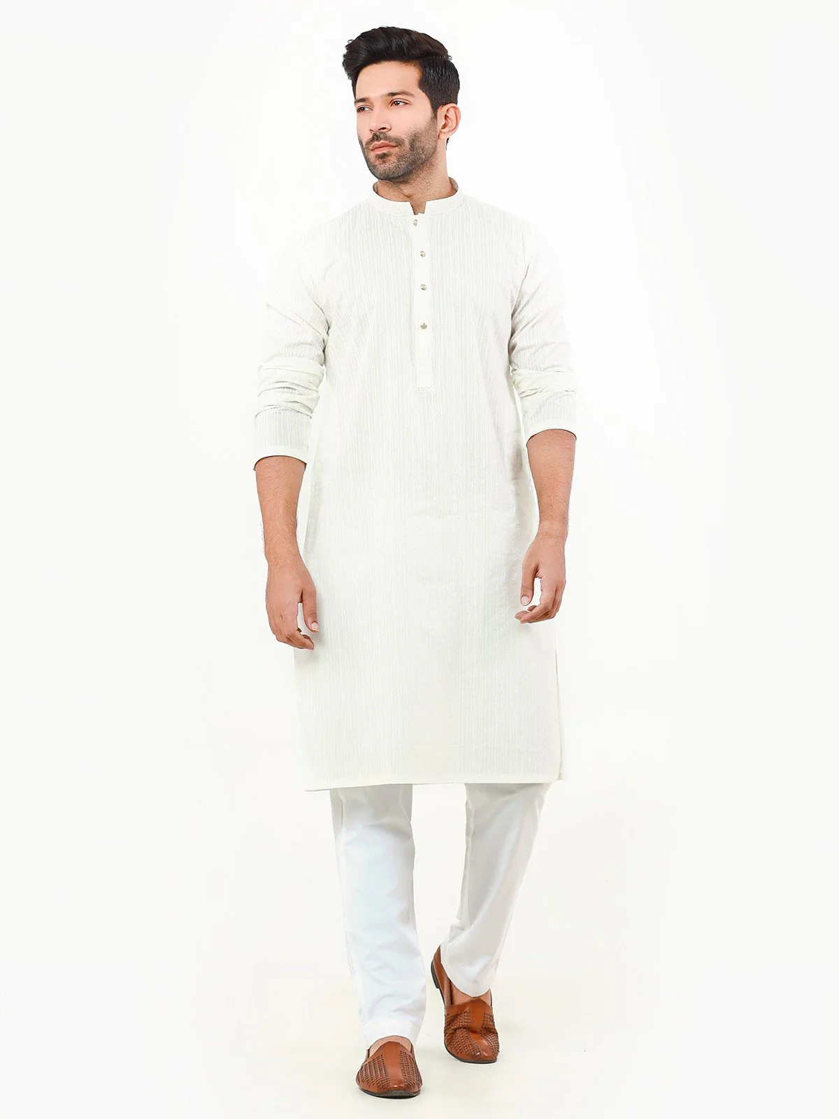 Men's Cream Kurta - EMTK22S-99236
