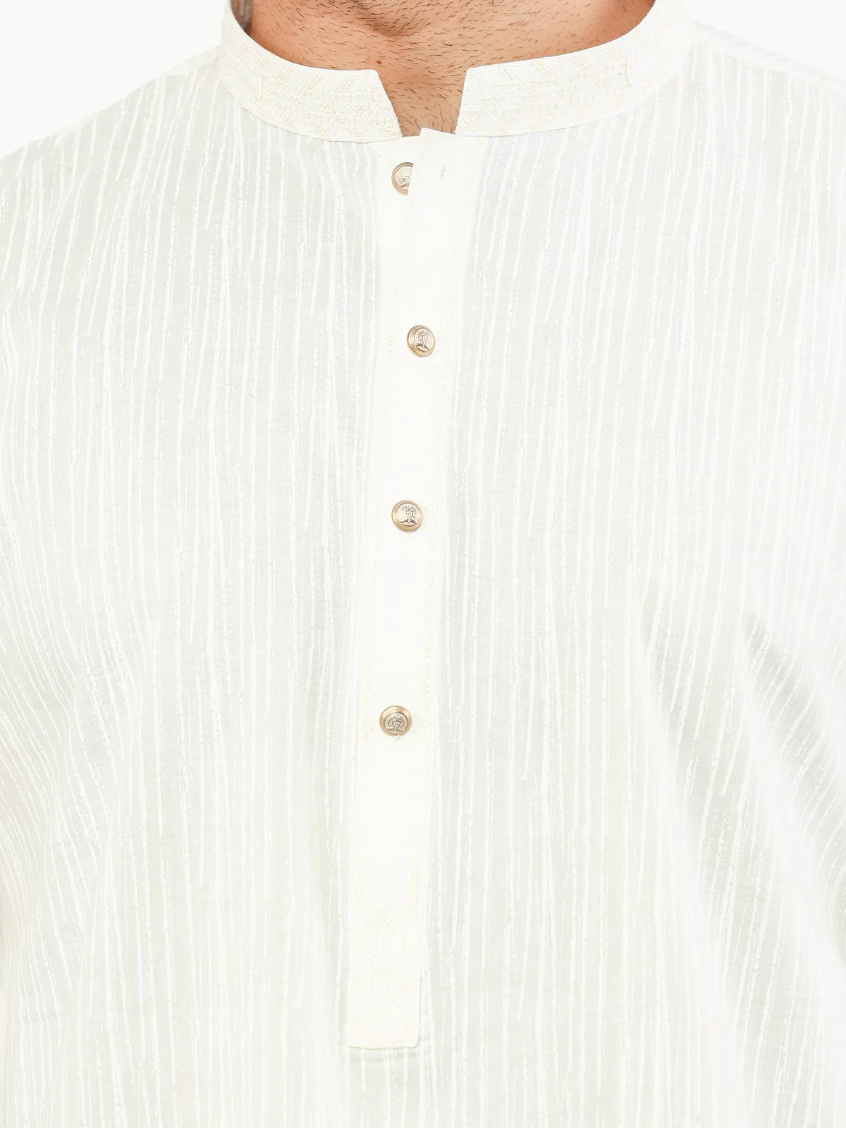 Men's Cream Kurta - EMTK22S-99236 - Image 3