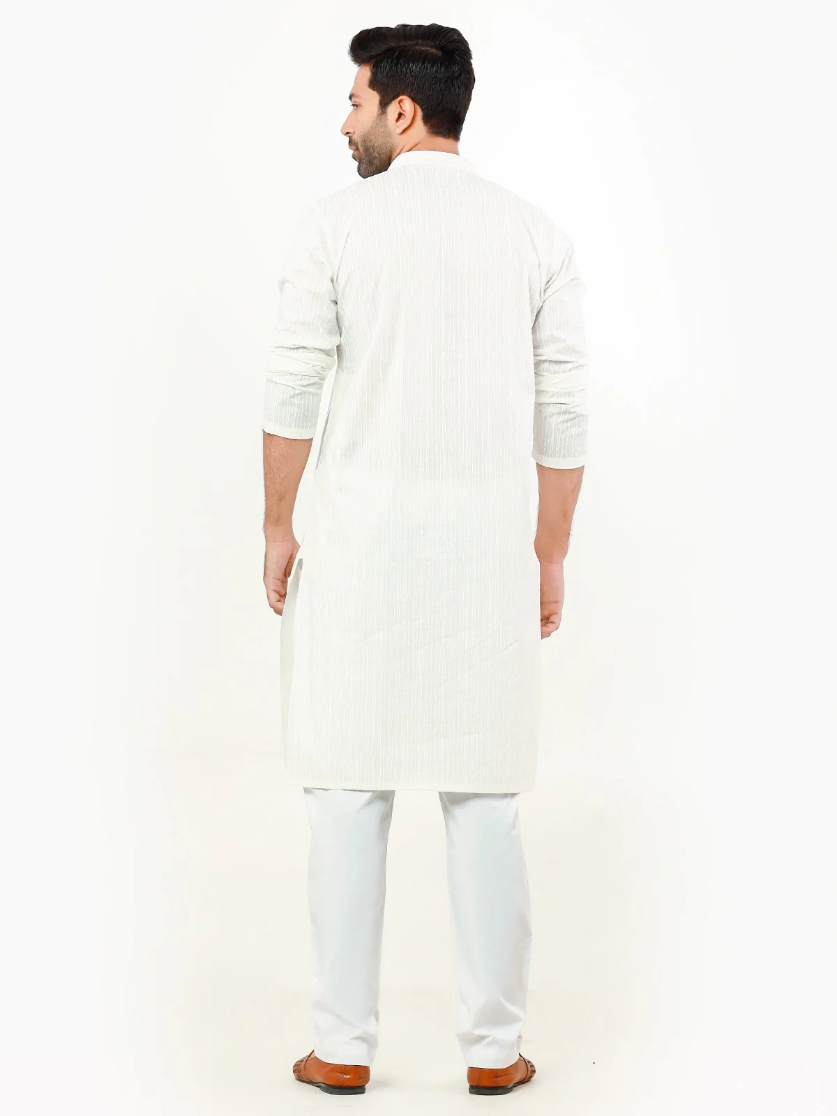 Men's Cream Kurta - EMTK22S-99236 - Image 4