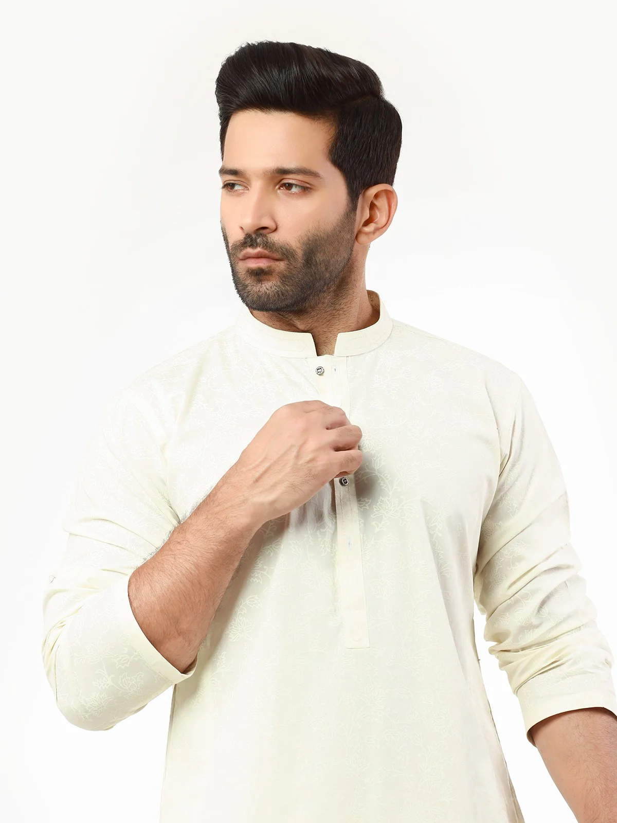 Men's Cream Kurta - EMTK22S-99242 - Image 2