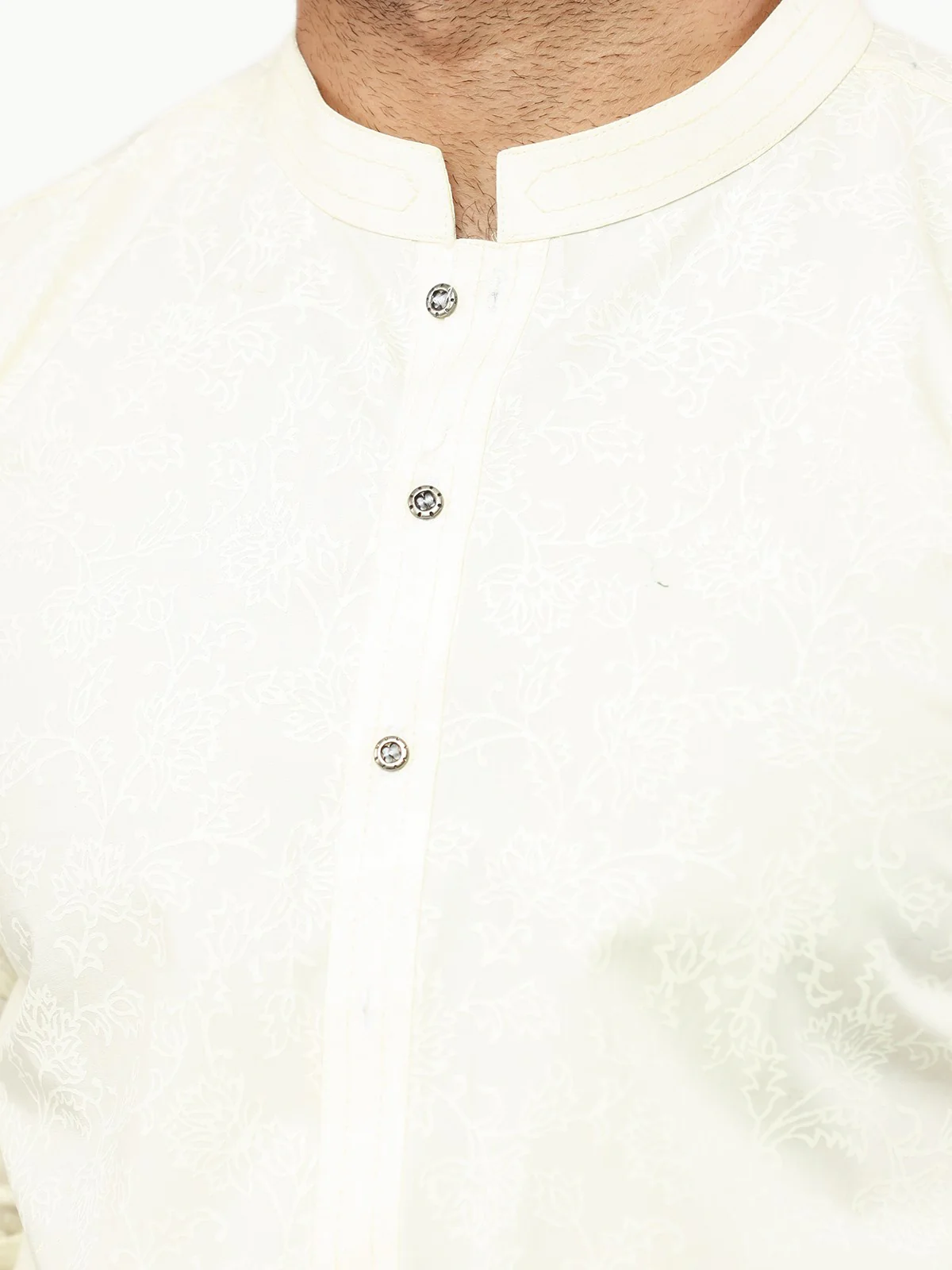 Men's Cream Kurta - EMTK22S-99242 - Image 4