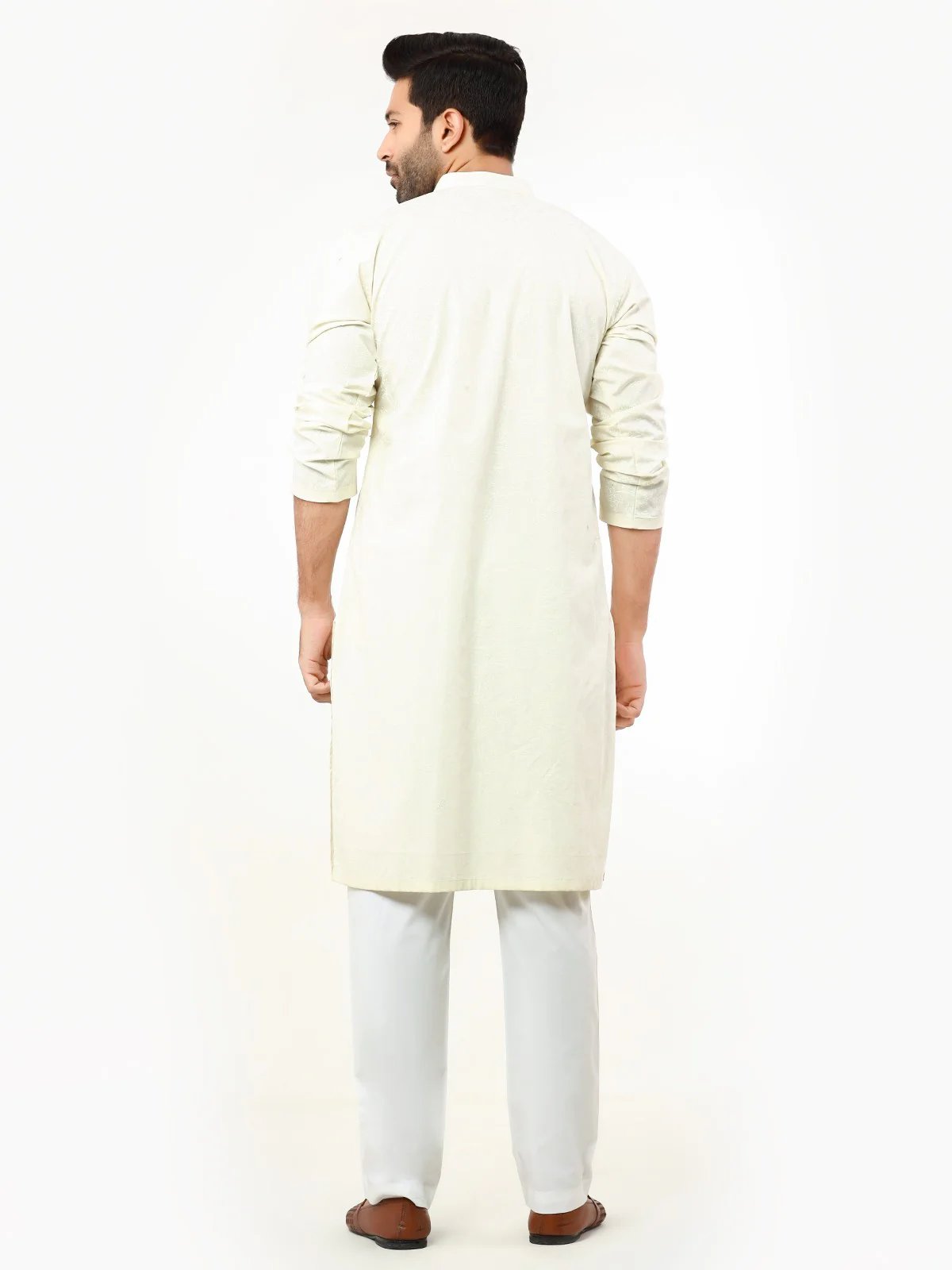 Men's Cream Kurta - EMTK22S-99242 - Image 5