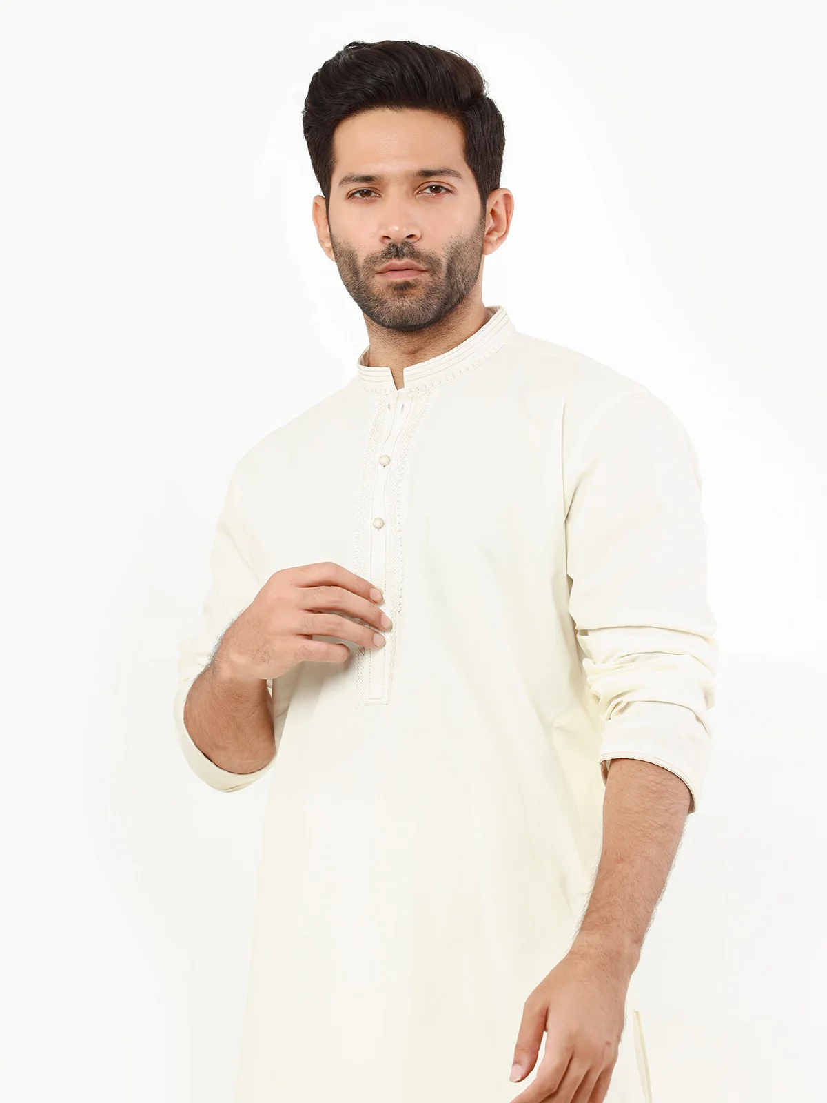 Men's Cream Shalwar Kameez - EMTKS22-40970 - Image 2