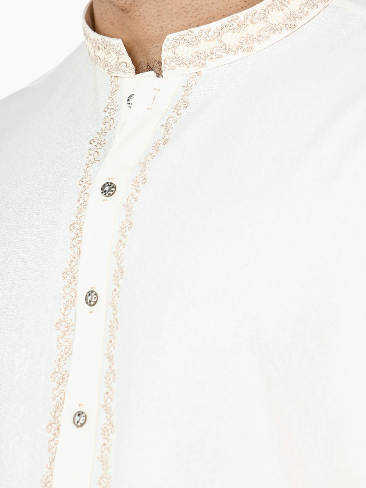 Men's Cream Shalwar Kameez - EMTKS22S-40947 - Image 3