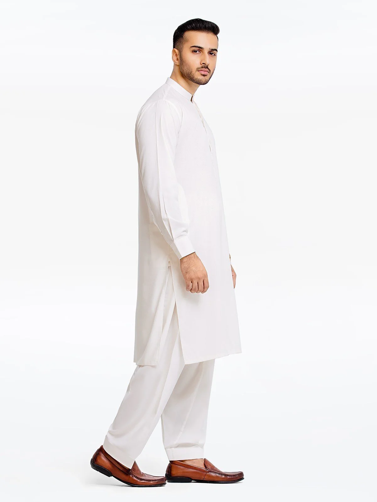 Men's Cream Shalwar Kameez - EMTKS23-41027 - Image 3