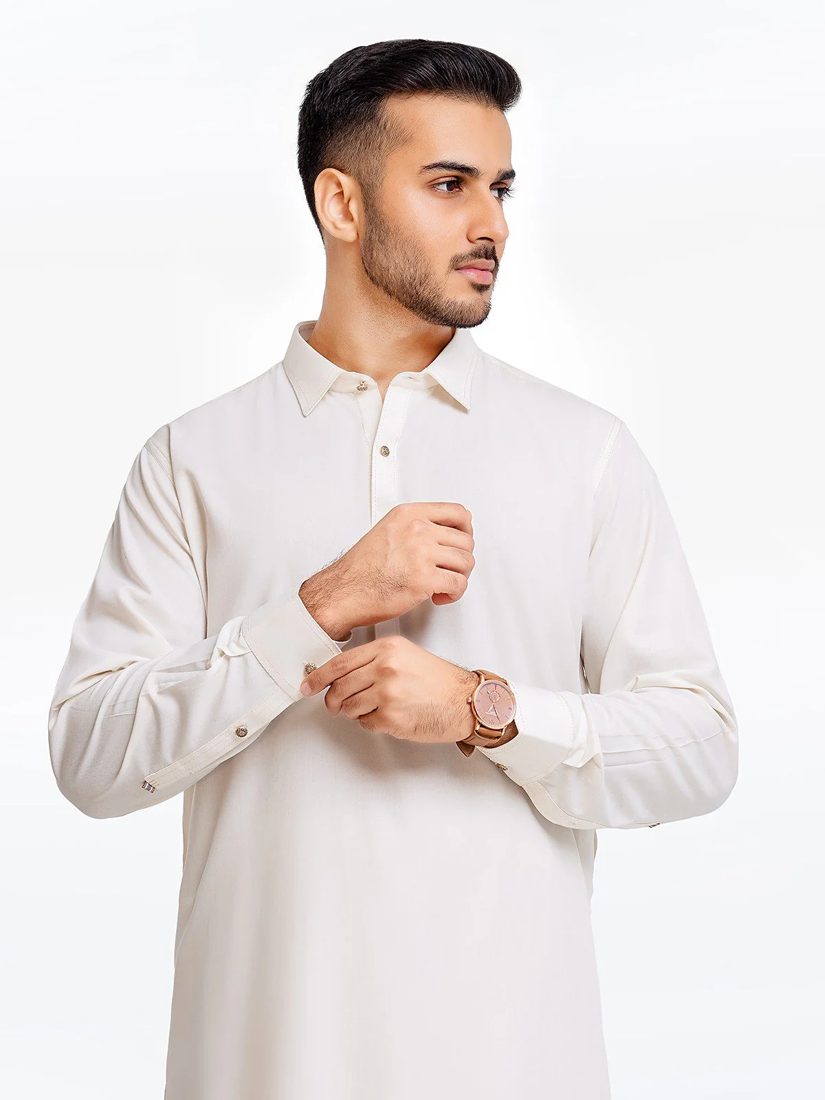 Men's Cream Shalwar Kameez - EMTSW23-99365 - Image 4