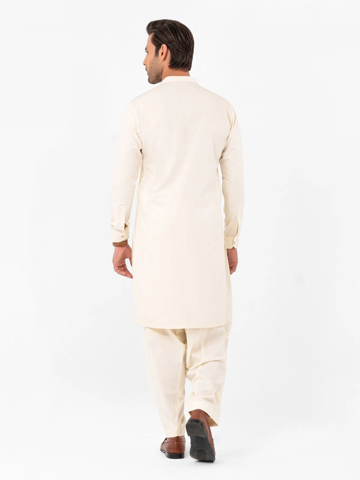 Men's Cream Shalwar Kameez - EMTSW23-99381 - Image 5