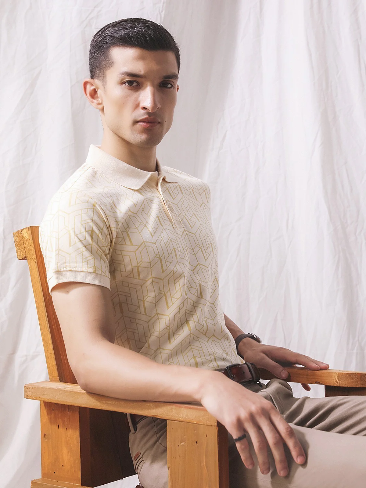 Men's Cream Polo Shirt - EMTPS23-041 - Image 3