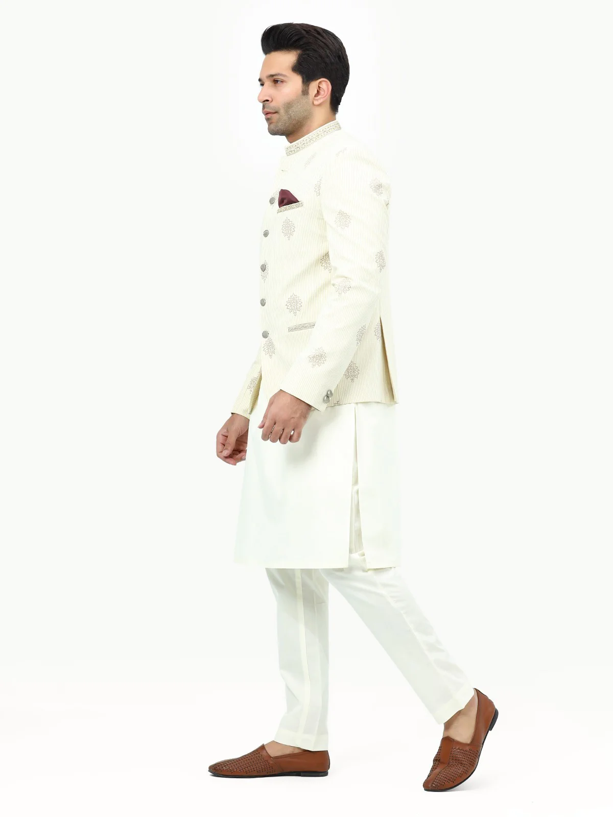 Men's Cream Prince Suit - EMTPCS22-004 - Image 3
