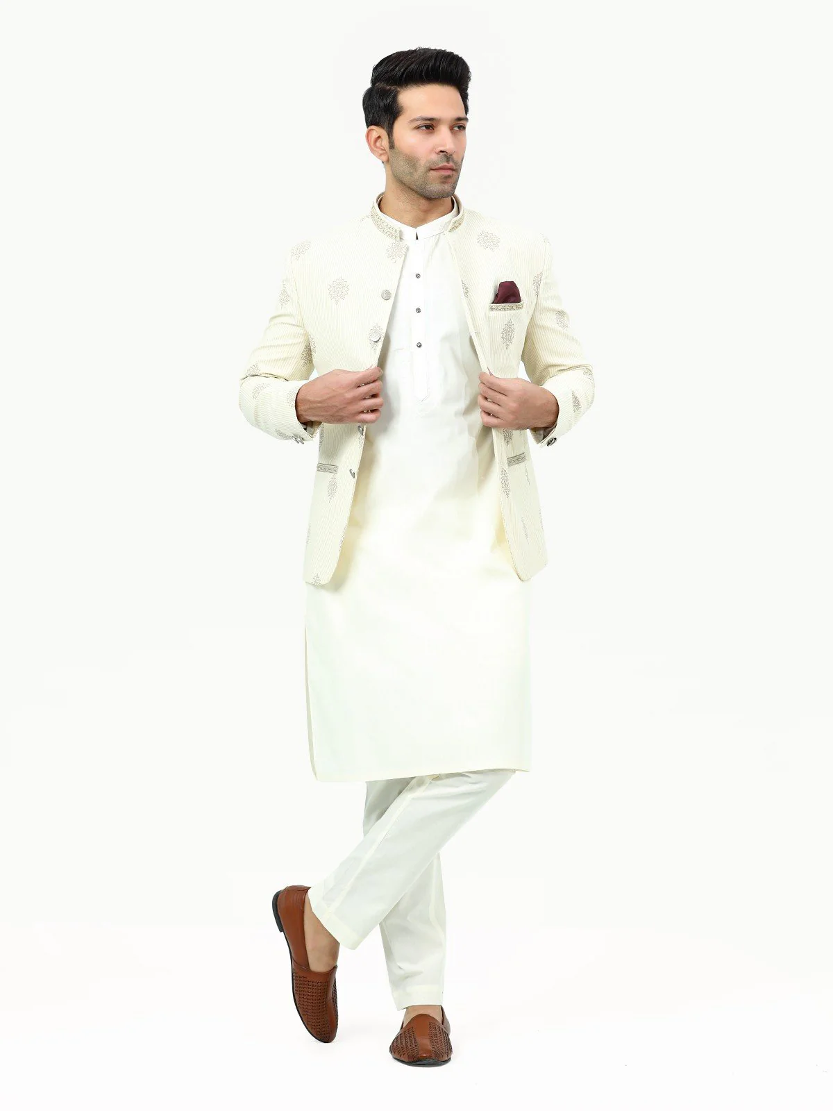 Men's Cream Prince Suit - EMTPCS22-004 - Image 4