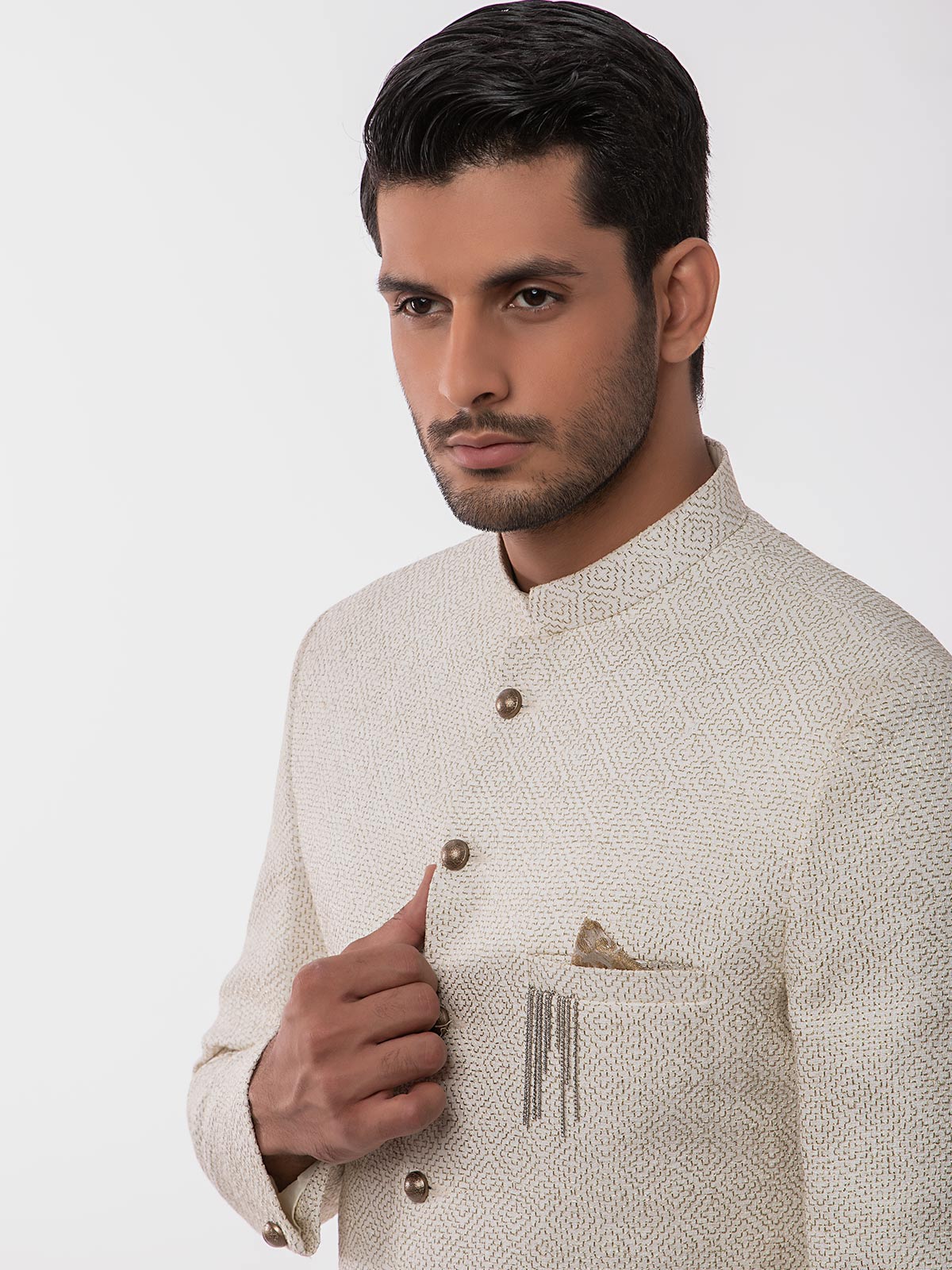 Men's Cream Sherwani - EMTS19-7157 - Image 2
